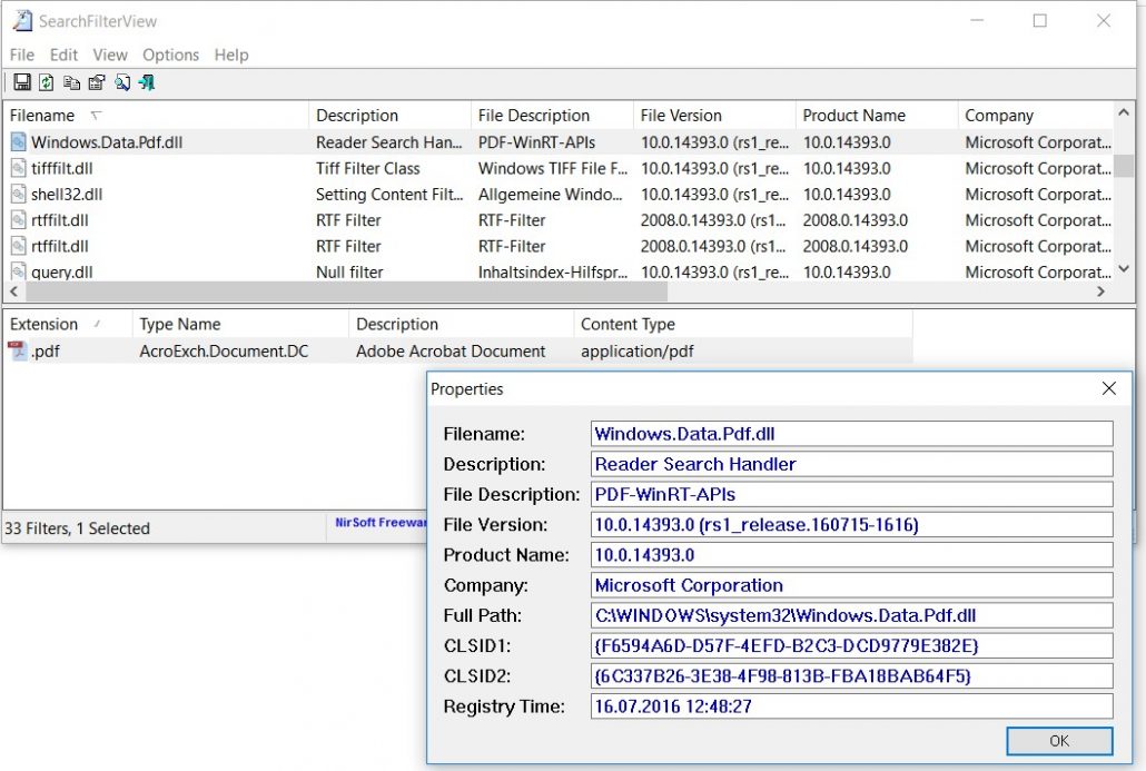 PDF Indexing Filter for native Windows10 applications Noggle